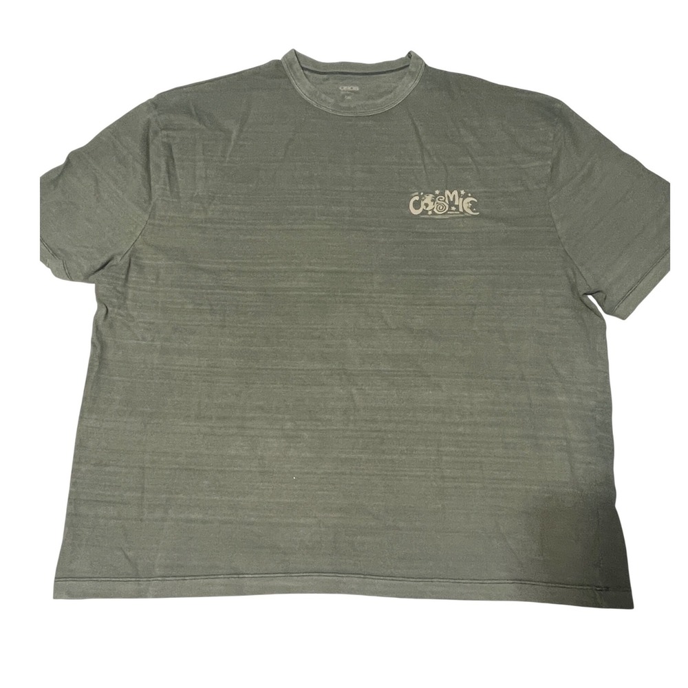 ASOS Mens Cosmic Healing Mineral Wash‎ Graphic T-Shirt Olive Green XXL